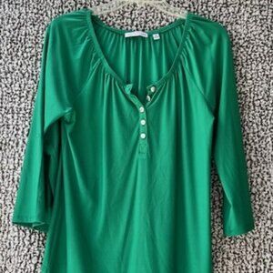NOTATIONS Bright Green Long Sleeve Blouse
